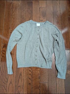H&M Light Gray Button-Front Knit Cardigan